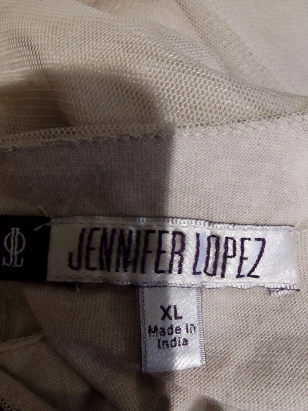 Jennifer Lopez XL Beaded Sleeveless Blouse Beige Polyester Blend Elegant Design - Picture 4 of 6